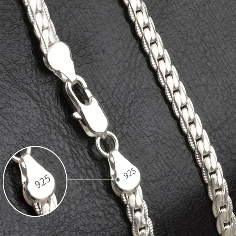 925 Sterling Silver 5mm Sideways Chain Necklace – 18K Gold-Plated Unisex Jewelry for Wedding, Engagement, or Daily Wear