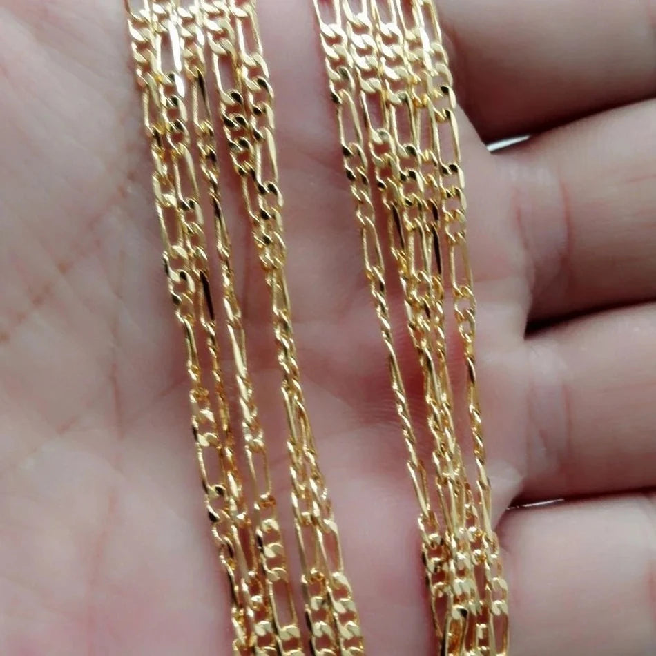 18K Gold-Filled Figaro Chain Necklace – Elegant Unisex Jewelry for Men & Women | 4mm Width, 16–30 Inch Length | Wholesale Available